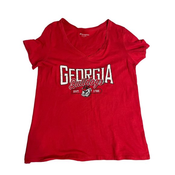 Georgia Bulldogs Ladies Size Large Short Sleeve V Neck Tee NCAA Football College - Picture 3 of 6